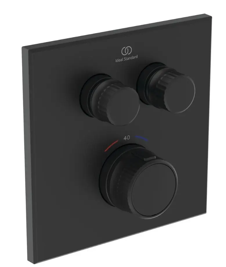 Ideal Standard CeraTherm Navigo - termostata dušas maisītājs zemapmetuma montāžai, 2 patērētājiem, zīdaini melns A7302XG