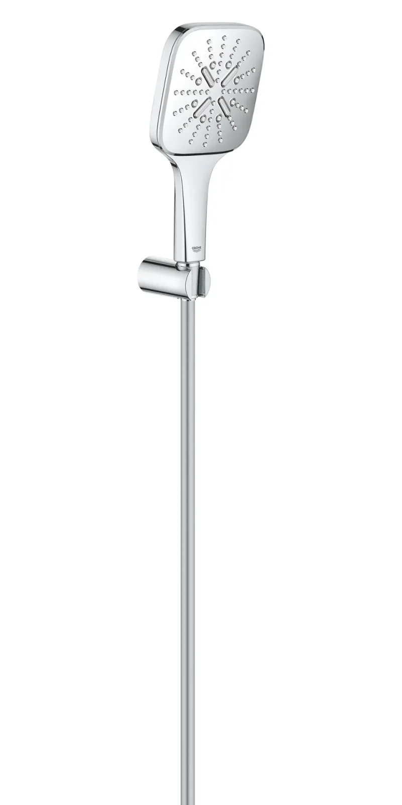 Grohe Rainshower SmartActive Cube - sienas turētāja komplekts 130 9,5 l/min, 3 strūklas veidi, turētājs un šļūtene, hroms 26589000