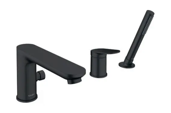 Duravit Wave - vannas malas maisītājs, 3 caurumu montāža, matēti melns WA5260000046