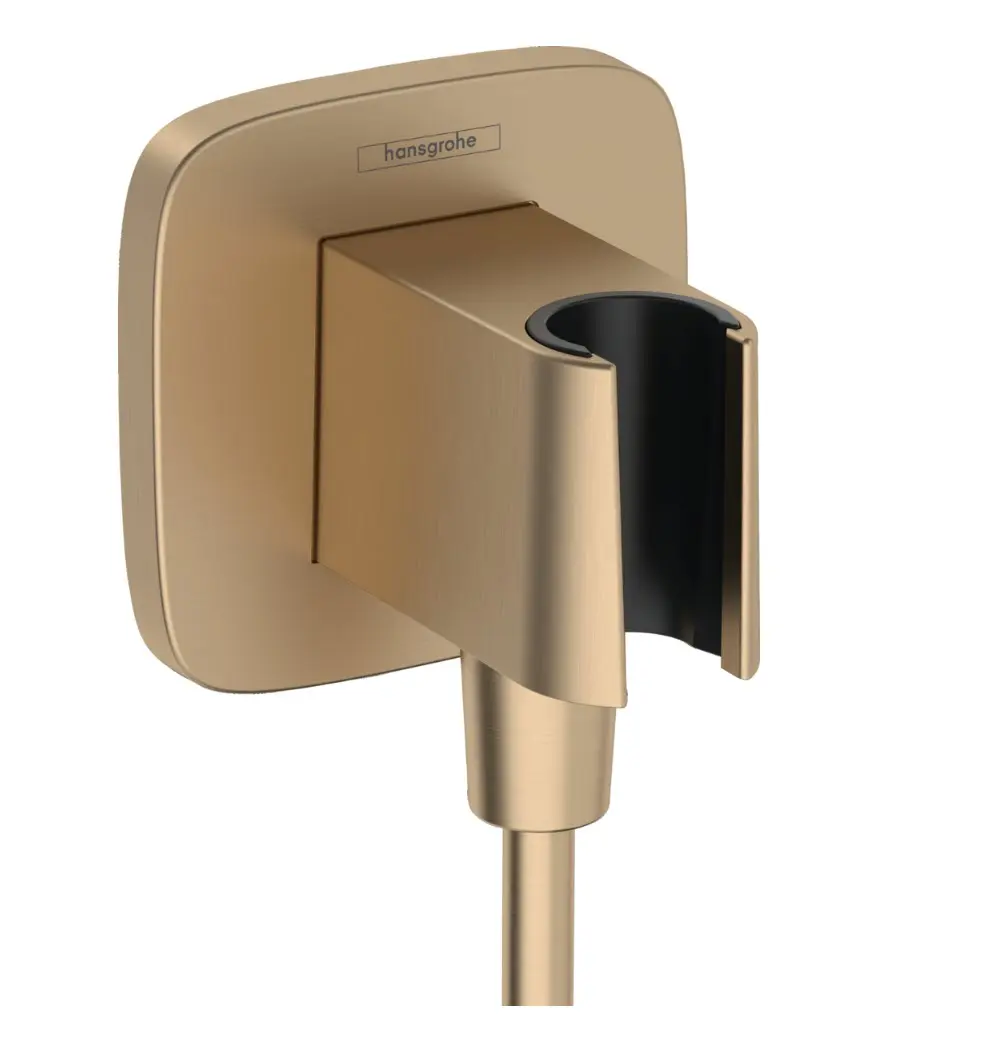 Hansgrohe Fixfit - sienas pieslēguma līkums ar dušas turētāju, birstēta bronza 26887140