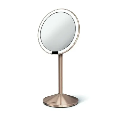 Simplehuman kosmētikas spogulis - ceļojumu grima spogulis ar LED apgaismojumu, rožzeltains ST3010