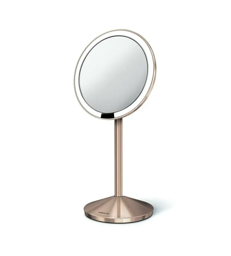 Simplehuman kosmētikas spogulis - ceļojumu grima spogulis ar LED apgaismojumu, rožzeltains ST3010
