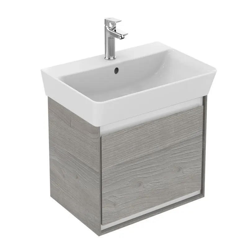 Ideal Standard Connect Air - Izlietnes skapītis Cube 50 cm, gaiši ozols/pelēkbaltā matētā laka E0842PS
