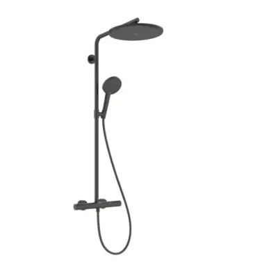 Hansgrohe Raindance Alive S Puro - dušas komplekts ar termostatu, 21x34 cm, 3 strūklas veidi, hroms melns birstēts 24592340