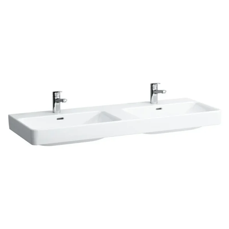 Laufen Pro S - dubultizlietne, 130x46 cm, ar 2 jaucējkrāna caurumiem, LCC, balta H8149684001041