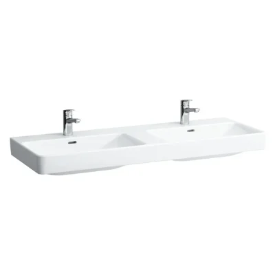 Laufen Pro S - dubultā izlietne, 130x46 cm, ar 6 caurumiem jaucējkrāniem, LCC, balta H8149684001081
