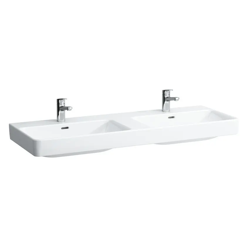 Laufen Pro S - dubultā izlietne, 130x46 cm, ar 6 caurumiem jaucējkrāniem, LCC, balta H8149684001081
