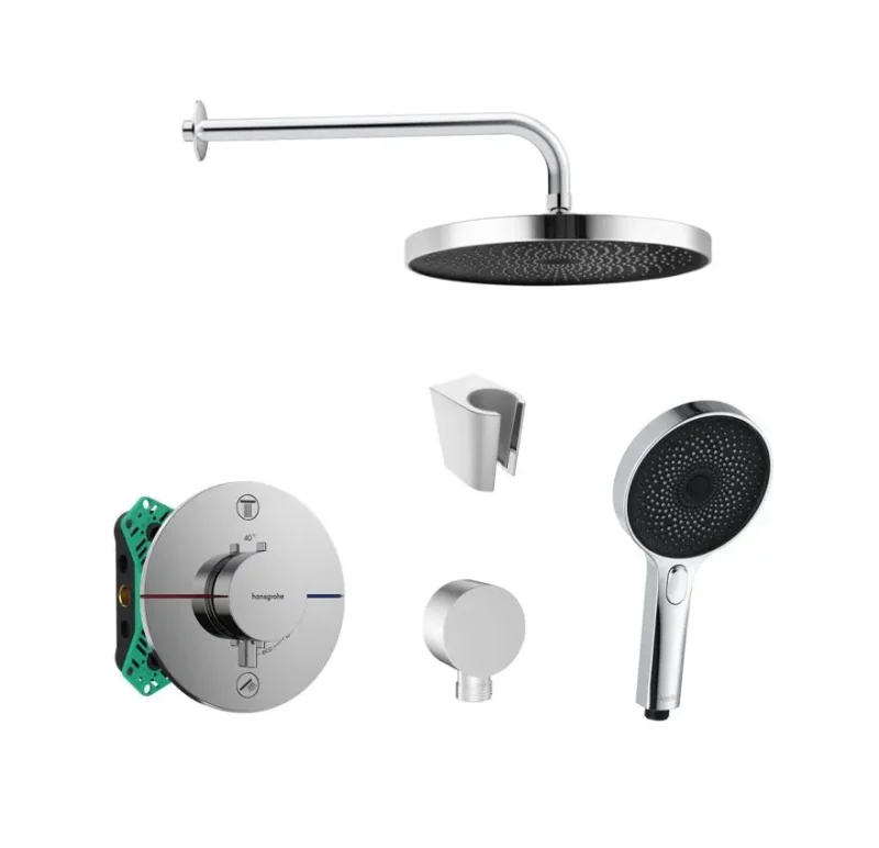 Hansgrohe/Kielle - dušas komplekts ar zemapmetuma termostatu un montāžas korpusu, hroms SANI21HKK002