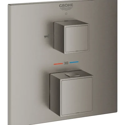 Grohe Grohtherm Cube - zemapmetuma termostata maisītājs 2 patērētājiem, Hard Graphite birstēts 24155AL0