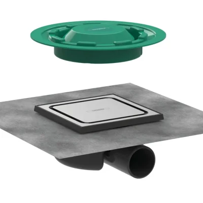 Hansgrohe RainDrain Spot - punktveida noteka ar resti 15x15 cm, flīzēm, matēts nerūsējošais tērauds 56055800