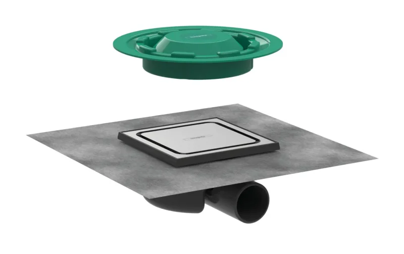 Hansgrohe RainDrain Spot - punktveida noteka ar resti 15x15 cm, flīzēm, matēts nerūsējošais tērauds 56055800