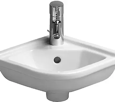 Duravit Starck 3 - stūra rokas izlietne 43x38 cm, 1 jaucējkrāna caurums, ar WonderGliss, balta 07524400001