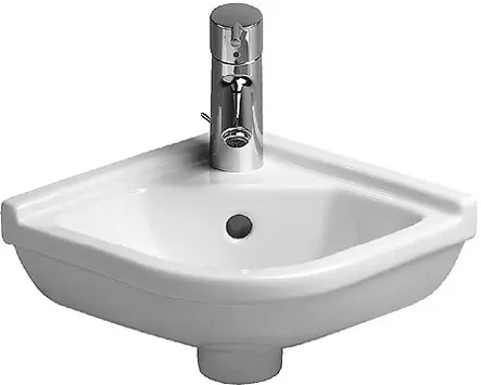 Duravit Starck 3 - stūra rokas izlietne 43x38 cm, 1 jaucējkrāna caurums, ar WonderGliss, balta 07524400001