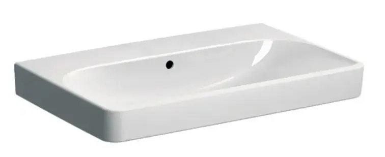 Geberit Smyle Square - izlietne 75x48x17 cm, ar pārplūdi, bez jaucējkrāna atveres, balta 500.249.00.2