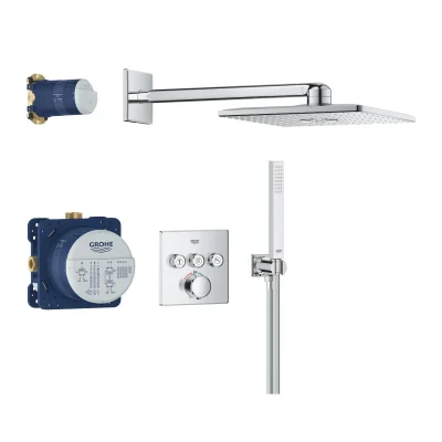 Grohe Vitalio SmartActive - dušas komplekts ar zemapmetuma termostatu, 31x31 cm, 2 strūklu veidi, hroms 34875000