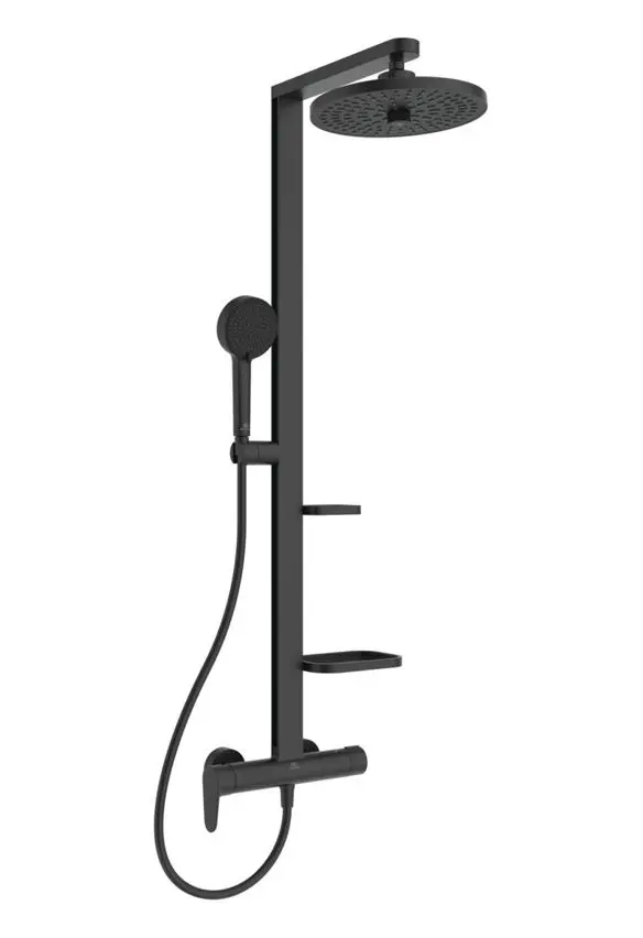 Ideal Standard ALU+ - dušas komplekts ar maisītāju, diametrs 26 cm, 2 strūklas veidi, zīdaini melns BD584XG
