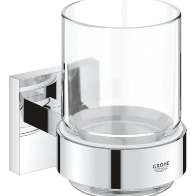 Grohe QuickFix Start Cube - zobu birstes un zobu pastas trauks ar turētāju, stikls/hromēts 41097000