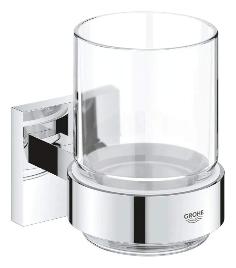 Grohe QuickFix Start Cube - zobu birstes un zobu pastas trauks ar turētāju, stikls/hromēts 41097000