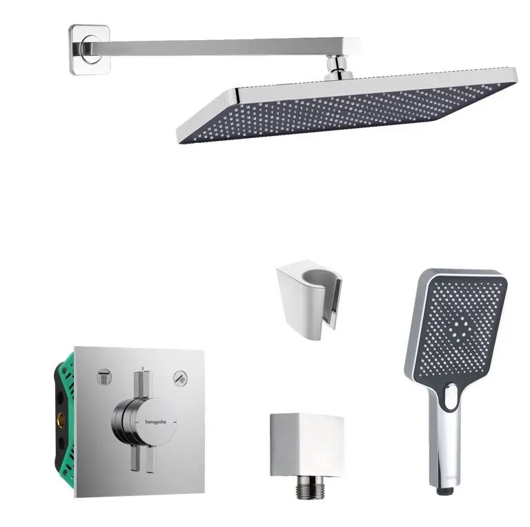 Hansgrohe/Kielle - dušas komplekts ar zemapmetuma montāžas korpusu, hroms SANI21HKK001