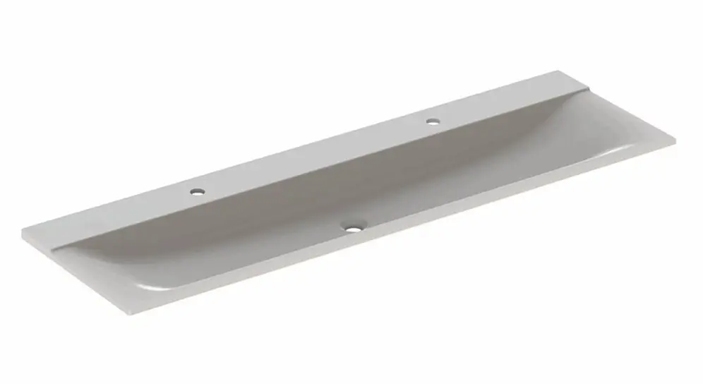 Geberit Xeno 2 - dubultizlietne 160x48 cm, 2 jaucējkrāna caurumi, bez pārplūdes, alpu balta 500.279.00.1