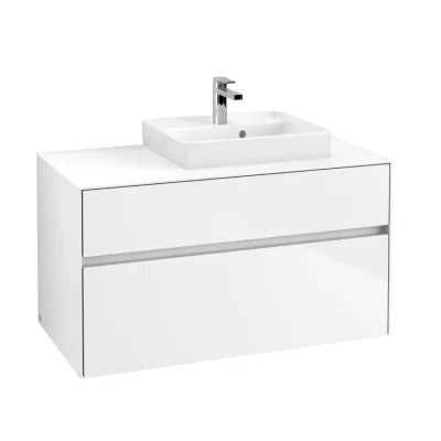 Villeroy & Boch Collaro - izlietnes skapītis, 100x55x50 cm, 2 atvilktnes, Glossy White C01500DH