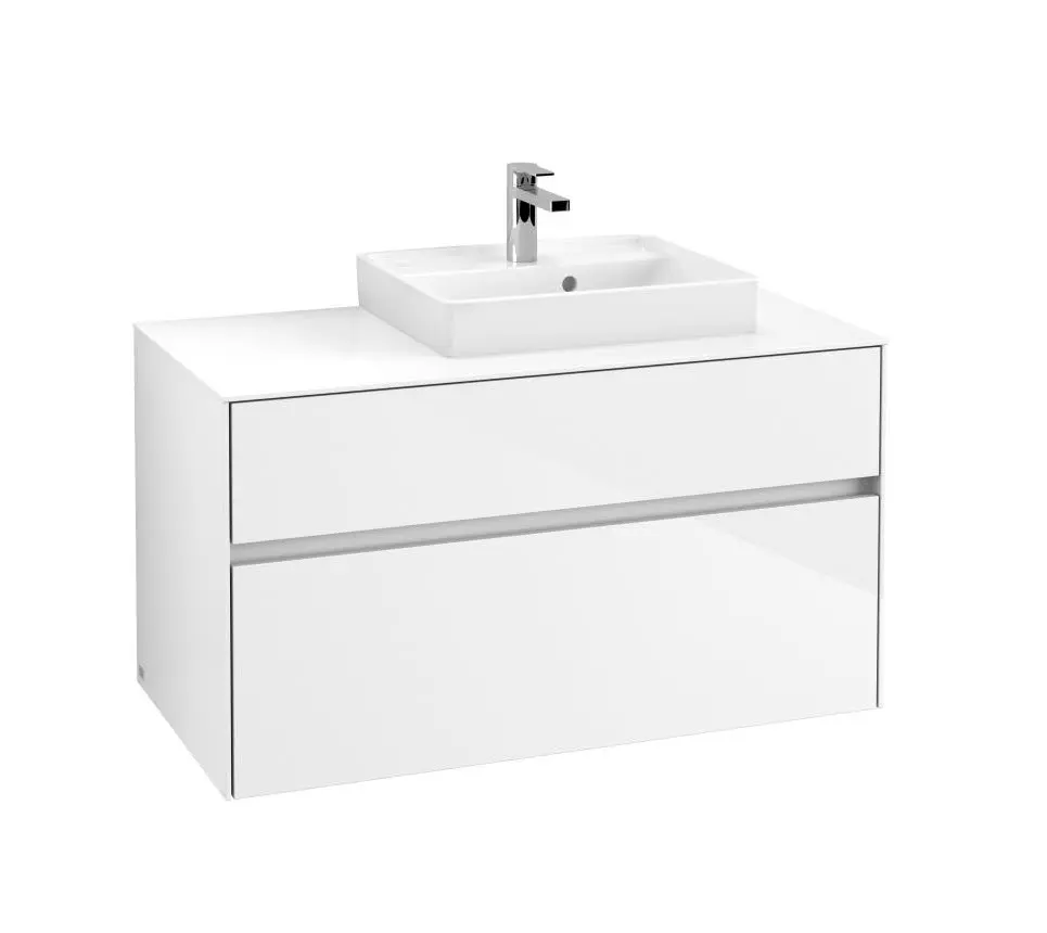 Villeroy & Boch Collaro - izlietnes skapītis, 100x55x50 cm, 2 atvilktnes, Glossy White C01500DH