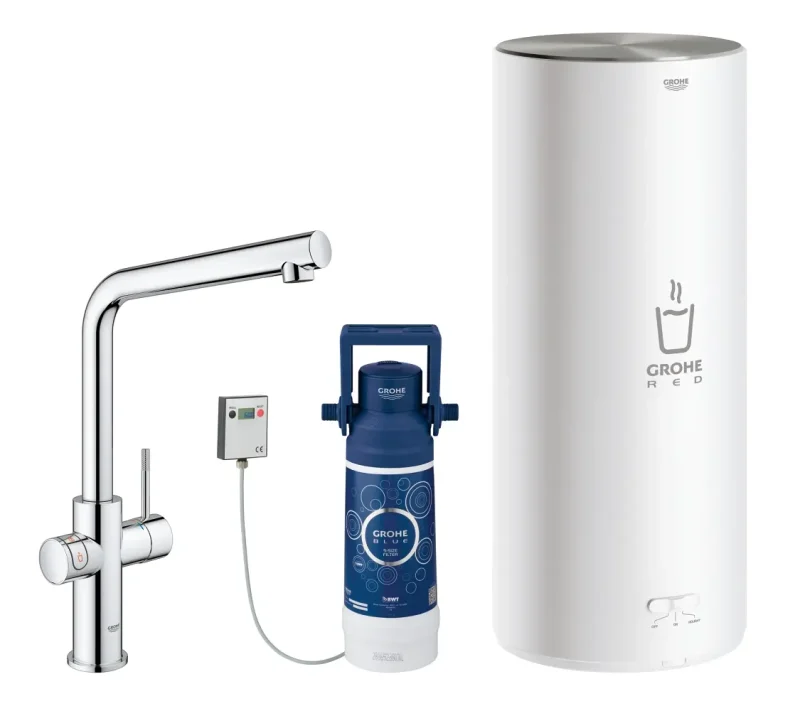 Grohe Red - virtuves izlietnes maisītājs Duo ar boileri un ūdens filtru, boilera izmērs L, hromēts 30325001