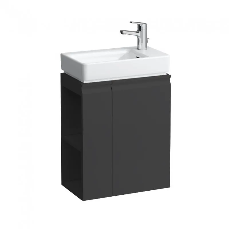 Laufen Pro S - izlietnes zemskapis ar durvīm un sānu plauktu kreisajā pusē, 47x28x61 cm, grafīts matēts H4830020954801