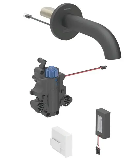 Geberit Piave - elektronisks termostatisks zemapmetuma izlietnes maisītājs, darbība ar baterijām, easy to clean, matēti melns 116.268.14.1