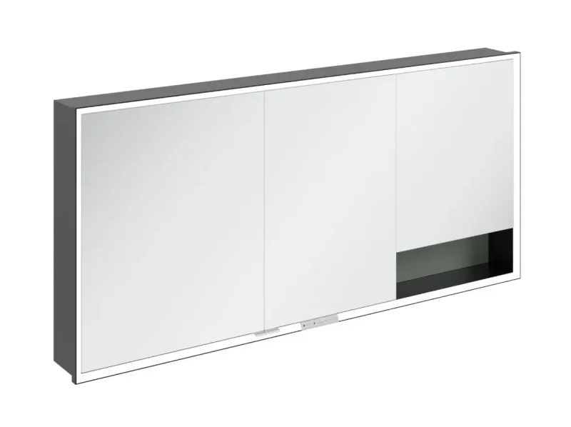 Villeroy & Boch My View+ - spoguļskapītis ar LED apgaismojumu 160x75x17 cm, 3 durvis, Soft Green/Mattmelns B48216AF
