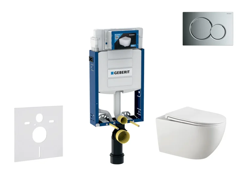 Geberit Kombifix - komplekts ar priekšsienas elementu, Gaia-WC ar Softclose sēdekli un Sigma01 vadības plati, hroms spīdīgs SANI15CA1122