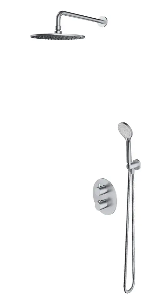 OMNIRES Y - dušas komplekts ar zemapmetuma termostatu, ar iebūvējamo daļu, diametrs 25 cm, 5 strūklas veidi, niķelis SYSYT05NI
