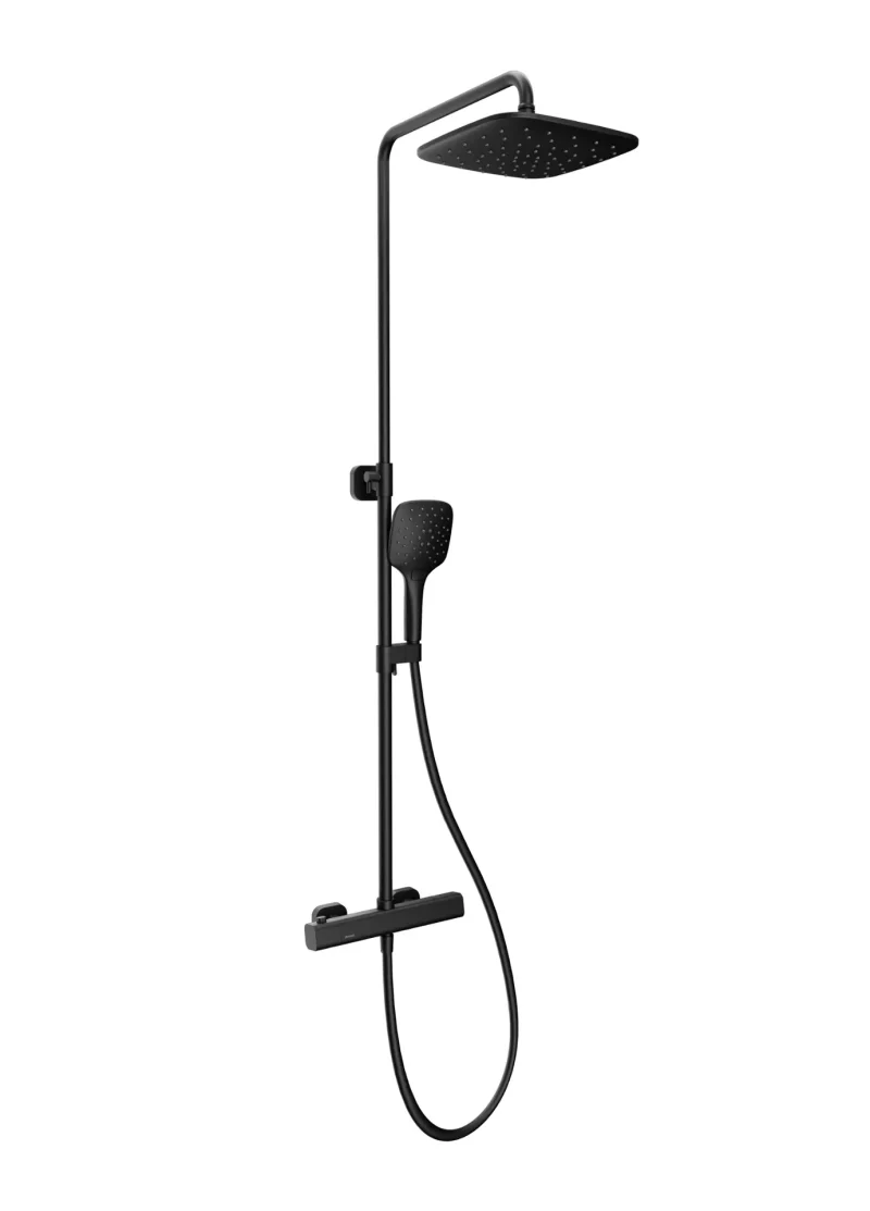 Ravak 10° Free - dušas komplekts TD F 091.20/150 ar termostatu, 25 cm, melns X070160