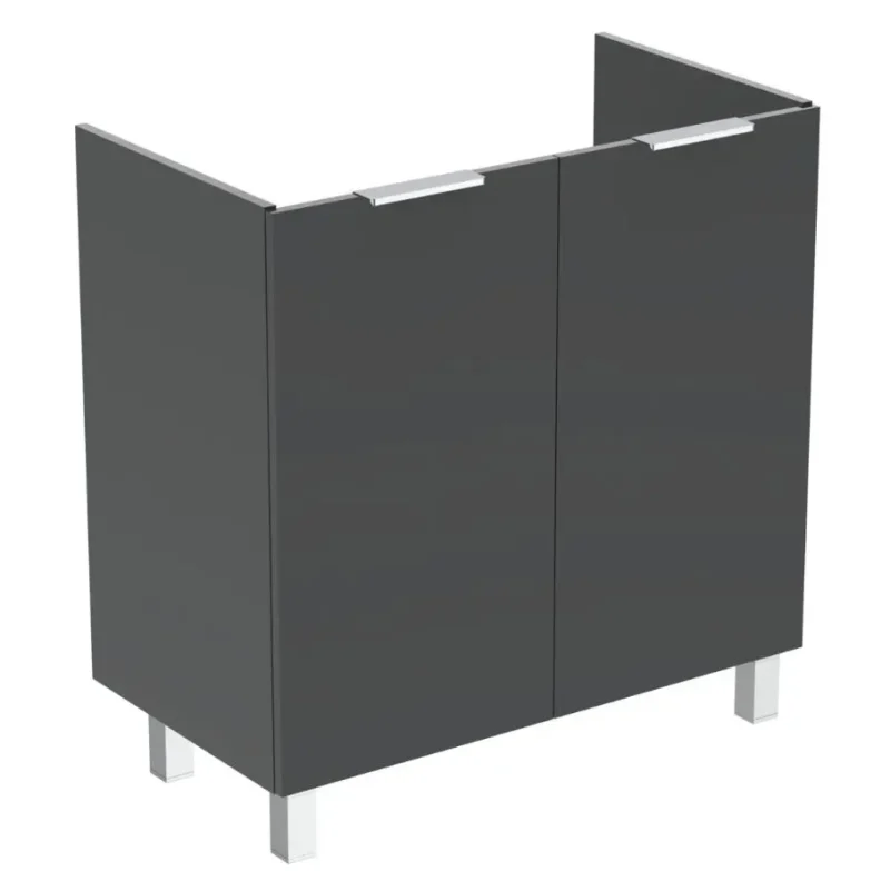 Ideal Standard Eurovit+ - izlietnes apakškabinets, 84x80x44 cm, 2 durvis, eņģes pa kreisi/pa labi, pelēks spīdīgs R0262TI