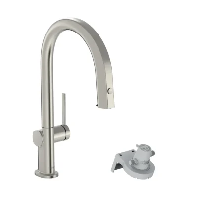Hansgrohe Aqittura M91 - virtuves izlietnes maisītājs ar izvelkamu izteku un filtra funkciju, nerūsējošais tērauds 76803800