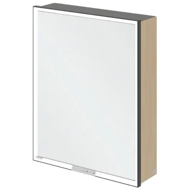 Villeroy & Boch My View+ - spoguļskapītis ar LED apgaismojumu 60x75x17 cm, 1 durvis, eņģes labajā pusē, Nordic Oak/Mattmelns B4816RVJ