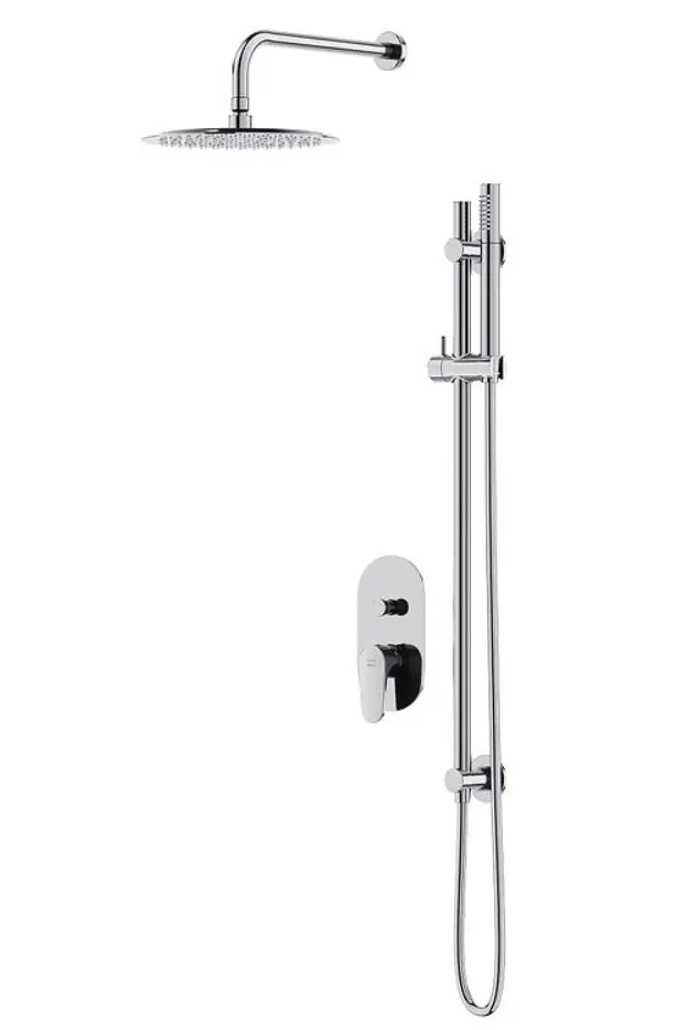 Cersanit Inverto - dušas komplekts ar zemapmetuma maisītāju, ar montāžas korpusu, diametrs 25 cm, hroms S952-005