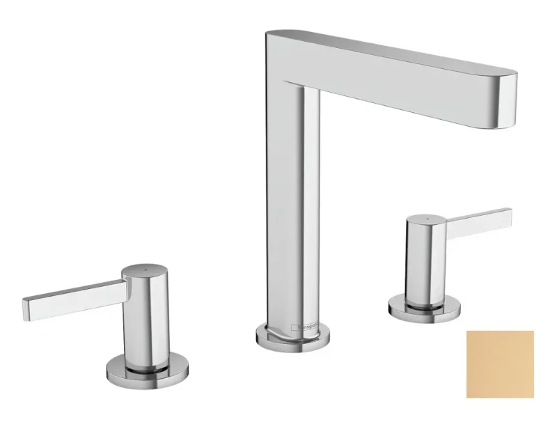 Hansgrohe Finoris - izlietnes maisītājs, ar Push-Open noteces komplektu, 3 caurumu montāža, EcoSmart, matēta bronza 76034140