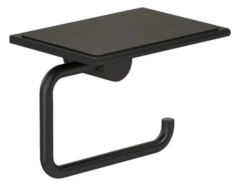 Kludi Vela R - tualetes papīra turētājs ar plauktiņu, Gunmetal birstēts 58971N2