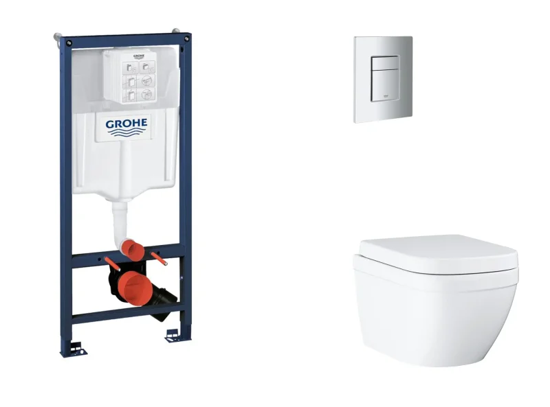 Grohe Rapid SL - komplekts zemapmetuma elements, WC ar SoftClose sēdekli un Skate Cosmopolitan vadības plati, Triple Vortex, matēts hroms SANI11BB2117