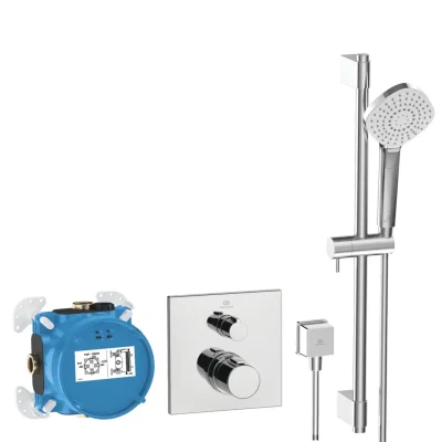 Ideal Standard CeraTherm - dušas komplekts ar zemapmetuma termostatu, ar iebūvējamo korpusu, 3 strūklas veidi, hroms A7599AA