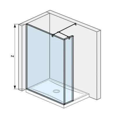 Jika Pure - stikla sānu siena 140x20x200 cm, ar Jika Perla Glass virsmas apstrādi H2674280026681