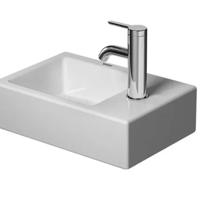 Duravit Vero Air - rokas izlietne 38x25 cm, bez pārplūdes, ar jaucējkrāna caurumu, WonderGliss, balta 07243800001