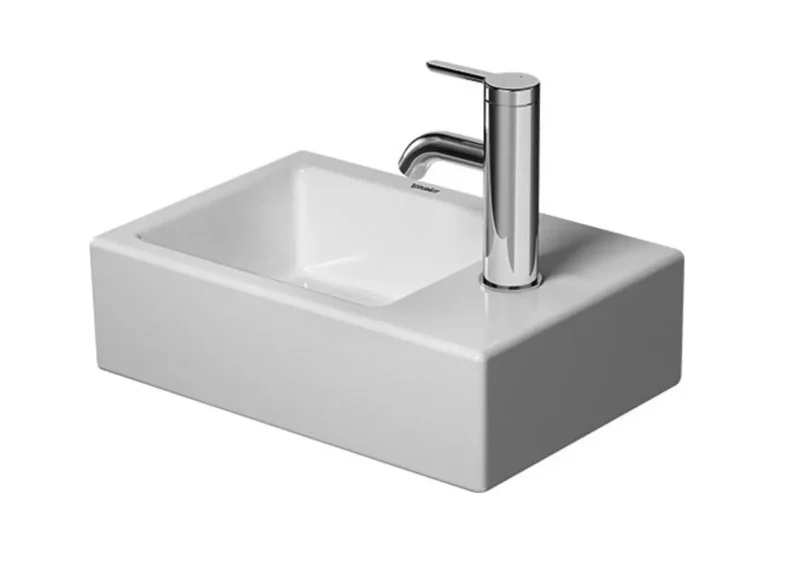 Duravit Vero Air - rokas izlietne 38x25 cm, bez pārplūdes, ar jaucējkrāna caurumu, WonderGliss, balta 07243800001