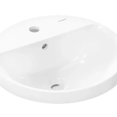 Hansgrohe Xuniva S - roku mazgāšanas izlietne, diametrs 45 cm, ar pārplūdi, jaucējkrāna caurumu, balts 60159450
