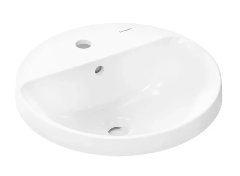 Hansgrohe Xuniva S - roku mazgāšanas izlietne, diametrs 45 cm, ar pārplūdi, jaucējkrāna caurumu, balts 60159450