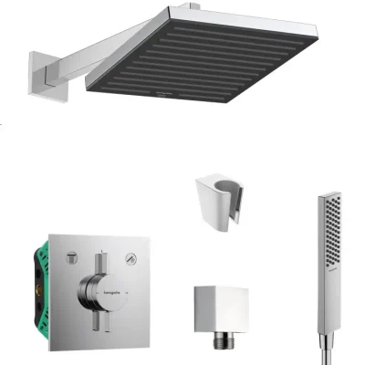 Hansgrohe/Kielle - dušas komplekts ar zemapmetuma maisītāju un iebūvējamo korpusu, hroms SANI21HHK001