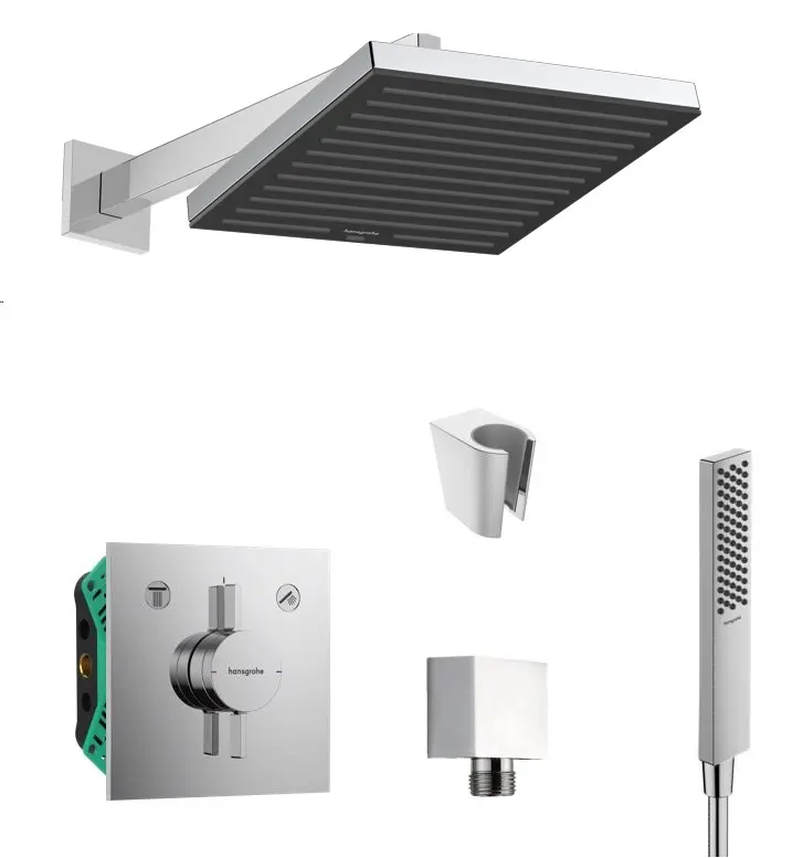 Hansgrohe/Kielle - dušas komplekts ar zemapmetuma maisītāju un iebūvējamo korpusu, hroms SANI21HHK001