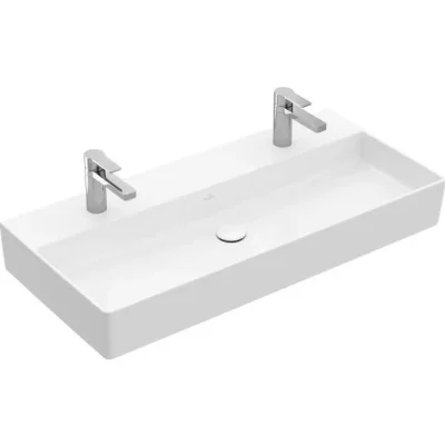 Villeroy & Boch Memento 2.0 - skapja dubultā izlietne 100x47 cm, bez pārplūdes, 2 caurumiem jaucējkrānam, CeramicPlus, Alpu balts 4A221KR1