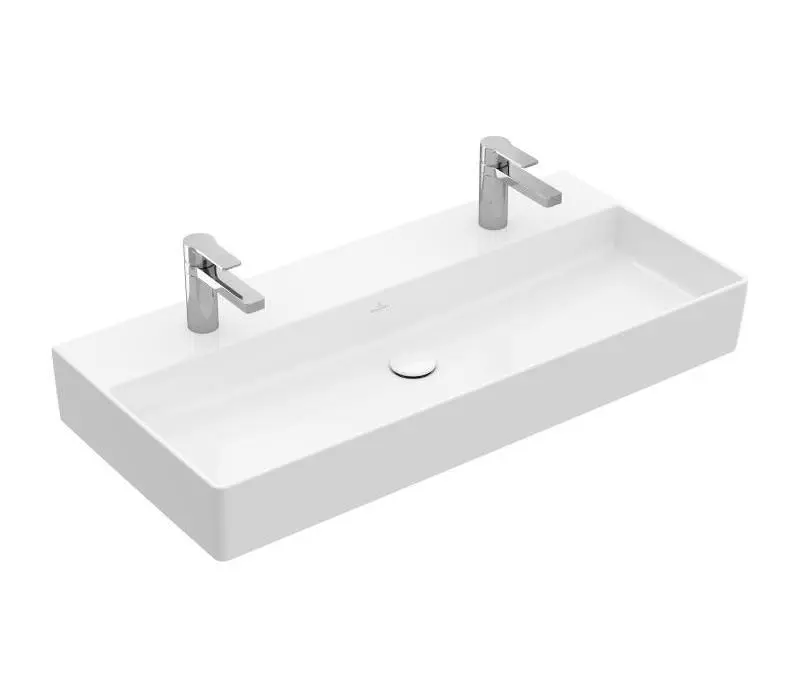 Villeroy & Boch Memento 2.0 - skapja dubultā izlietne 100x47 cm, bez pārplūdes, 2 caurumiem jaucējkrānam, CeramicPlus, Alpu balts 4A221KR1
